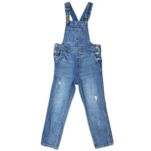 Cat & Jack Denim Straight Overalls Medium Wash Distressed Size 4/5
